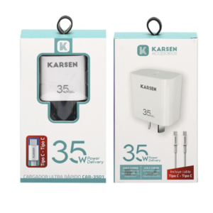 Cargador 220v Karsen Tipo C a Tipo C 35W