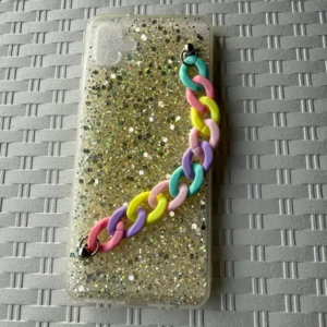 FUNDA CADENA BRILLOS DORADO SAM A10