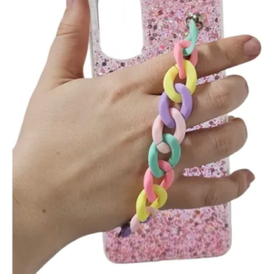 FUNDA CADENA BRILLOS ROSA SAM A10S