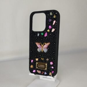 FUNDA MARIPOSA PERL. IPH 11 NEGRO