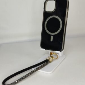 FUNDA GLOSSY CORREA NEGRO IPH 15 PRO MAX