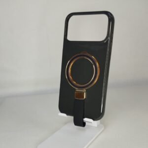 FUNDA GLOSSY SOPORTE TIRA NEGRO IPH 17