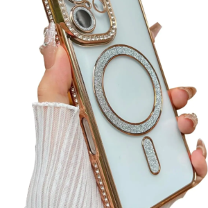 FUNDA MAGSAFE BRILLO DORADO IPH 15 PRO