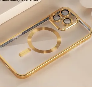 FUNDA MAGSAFE METAL DORADO IPH 15 PRO